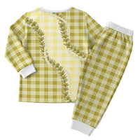Yellow Hawaii Palaka Christmas Pajama Set Hawaiian Pikake Lei LT05 - Polynesian Pride