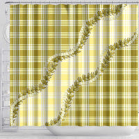 Yellow Hawaii Palaka Shower Curtain Hawaiian Pikake Lei
