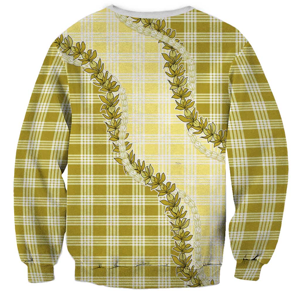 Yellow Hawaii Palaka Sweatshirt Hawaiian Pikake Lei
