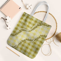 Yellow Hawaii Palaka Tote Bag Hawaiian Pikake Lei