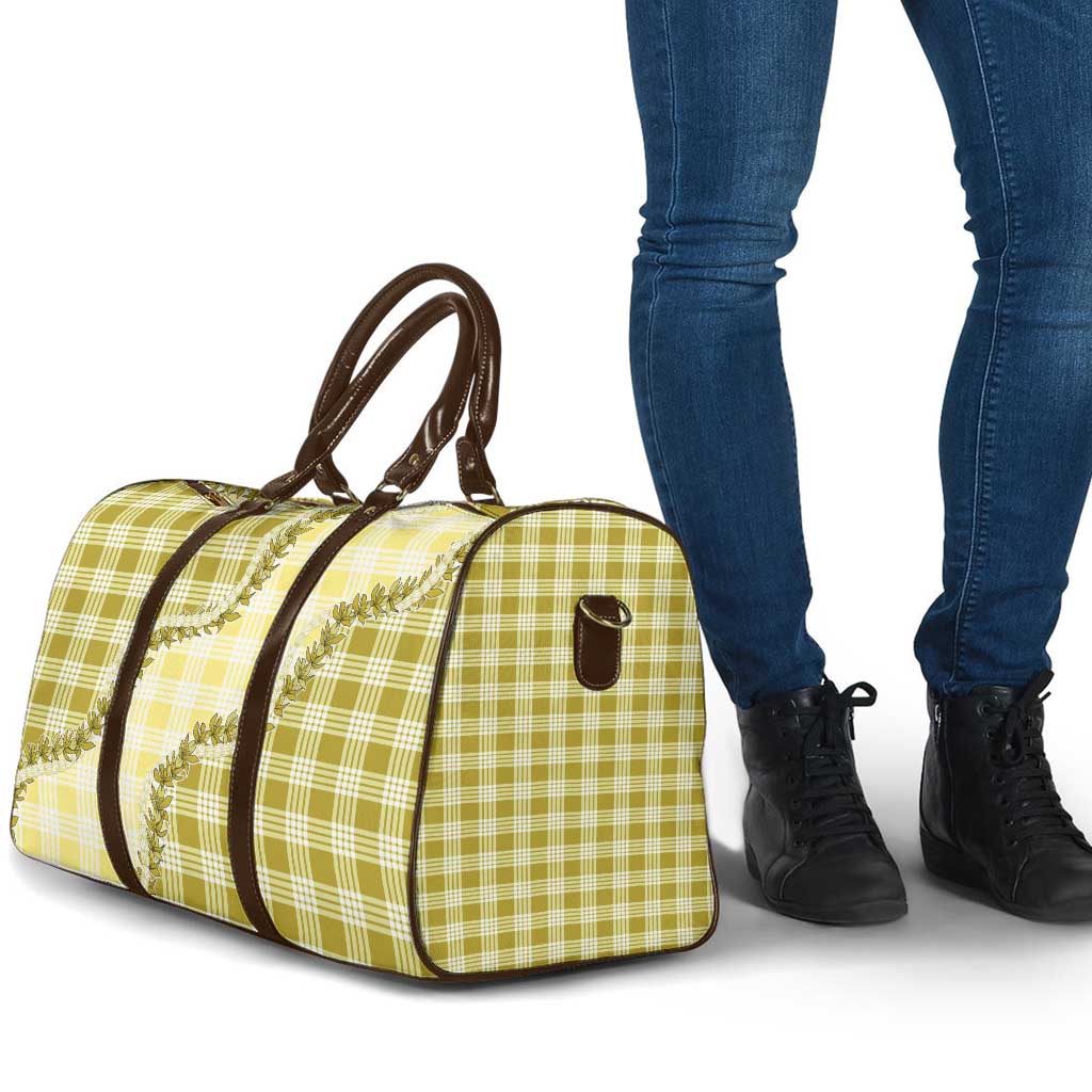 Yellow Hawaii Palaka Travel Bag Hawaiian Pikake Lei