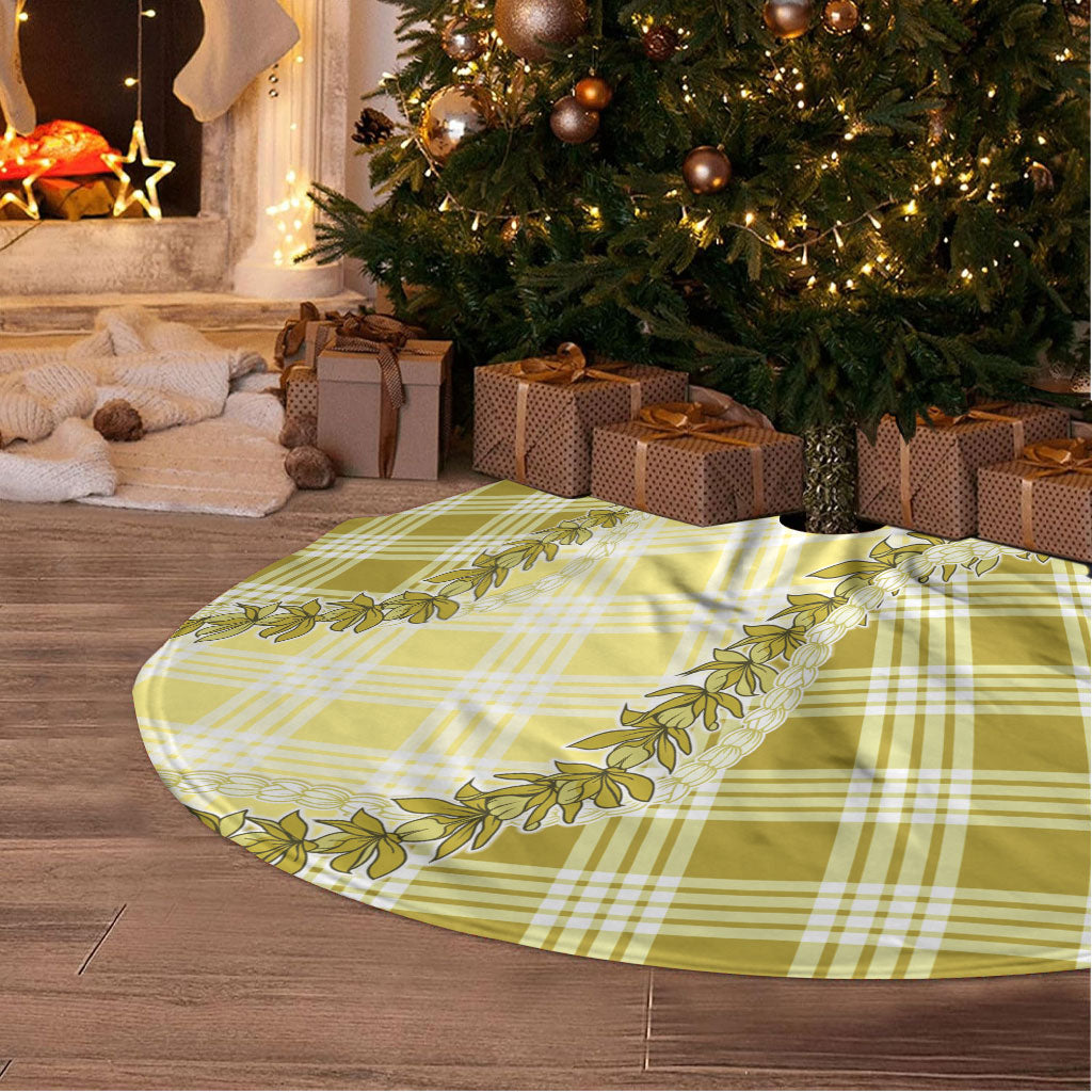 Yellow Hawaii Palaka Tree Skirt Hawaiian Pikake Lei