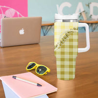Yellow Hawaii Palaka Tumbler With Handle Hawaiian Pikake Lei