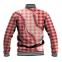 Red Hawaii Palaka Baseball Jacket Hawaiian Pikake Lei