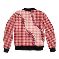 Red Hawaii Palaka Bomber Jacket Hawaiian Pikake Lei