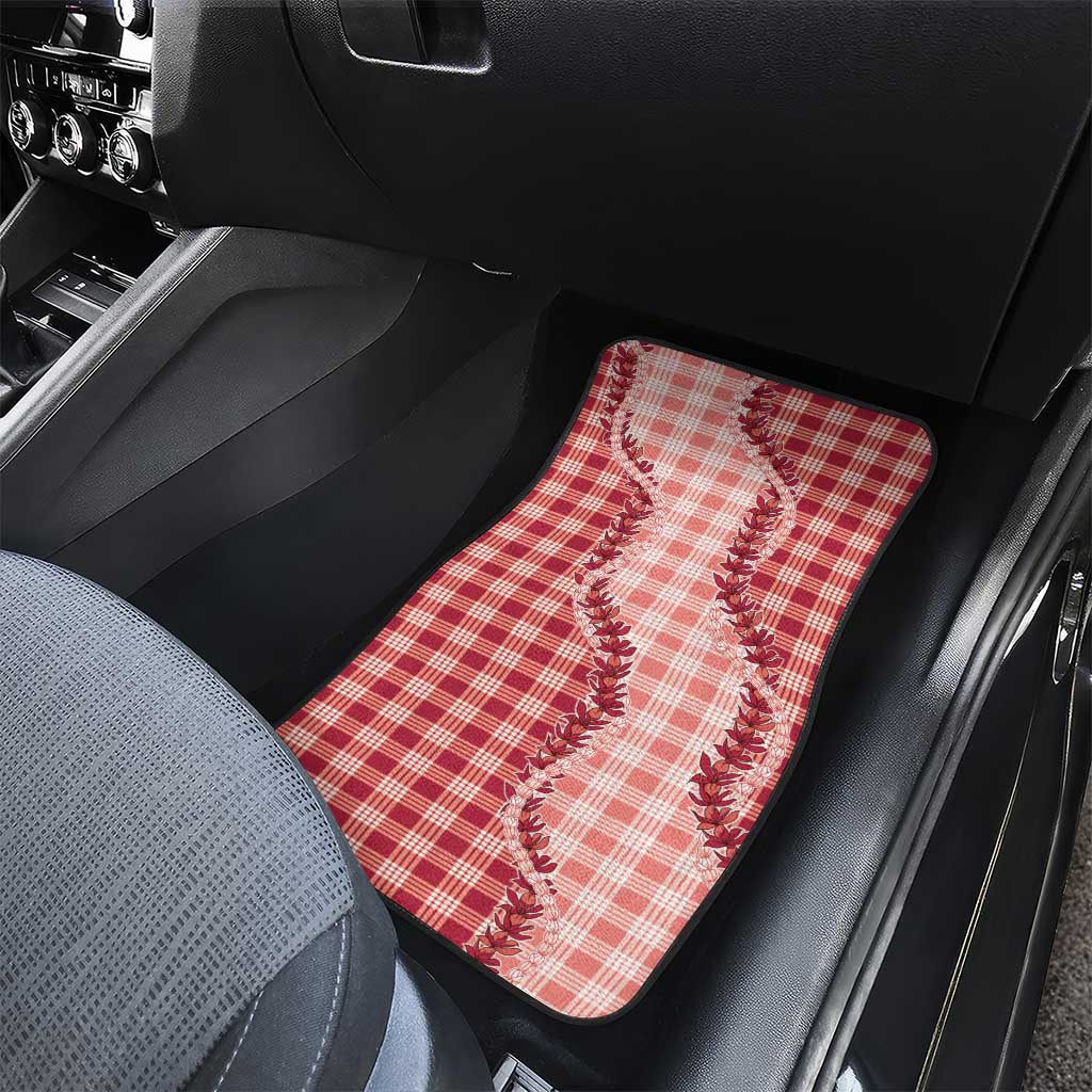 Red Hawaii Palaka Car Mats Hawaiian Pikake Lei
