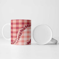 Red Hawaii Palaka Ceramic Mug Hawaiian Pikake Lei