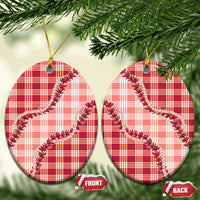 Red Hawaii Palaka Ceramic Ornament Hawaiian Pikake Lei