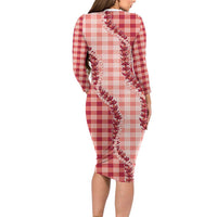 Red Hawaii Palaka Family Matching Long Sleeve Bodycon Dress and Hawaiian Shirt Hawaiian Pikake Lei LT05 - Polynesian Pride