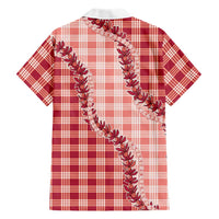 Red Hawaii Palaka Family Matching Off Shoulder Maxi Dress and Hawaiian Shirt Hawaiian Pikake Lei LT05 - Polynesian Pride