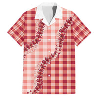 Red Hawaii Palaka Family Matching Summer Maxi Dress and Hawaiian Shirt Hawaiian Pikake Lei LT05 Dad's Shirt - Short Sleeve Red - Polynesian Pride