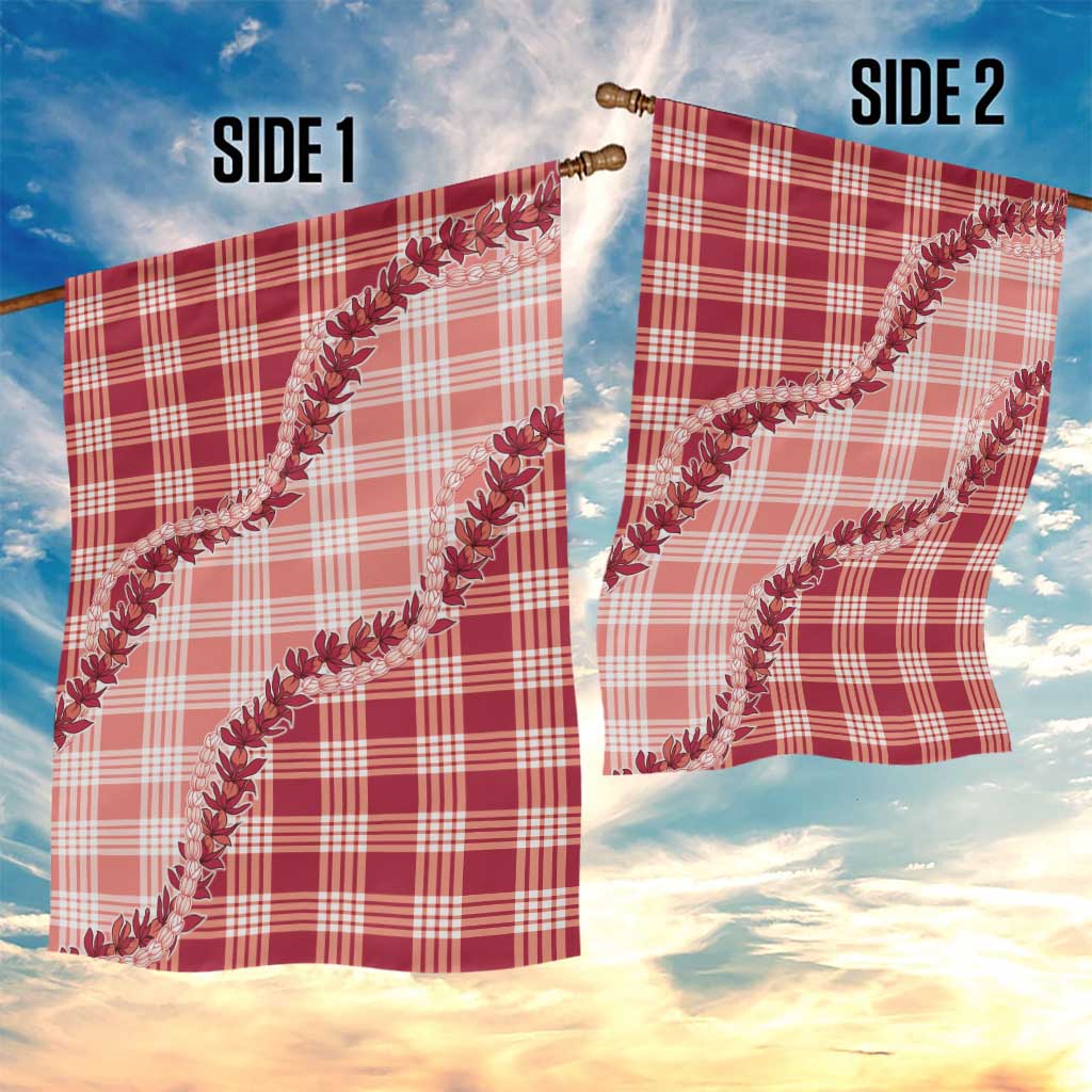 Red Hawaii Palaka Garden Flag Hawaiian Pikake Lei LT05 - Polynesian Pride