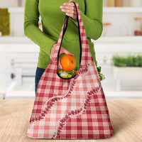 Red Hawaii Palaka Grocery Bag Hawaiian Pikake Lei
