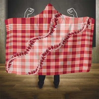 Red Hawaii Palaka Hooded Blanket Hawaiian Pikake Lei
