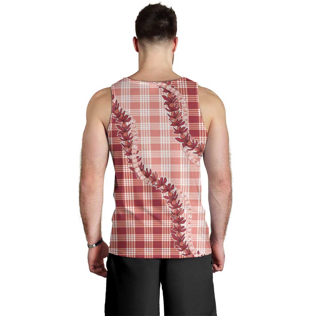 Red Hawaii Palaka Men Tank Top Hawaiian Pikake Lei
