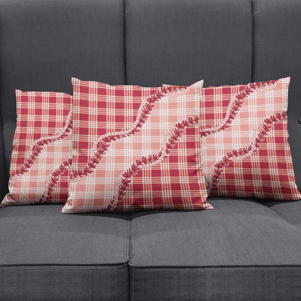 Red Hawaii Palaka Pillow Cover Hawaiian Pikake Lei