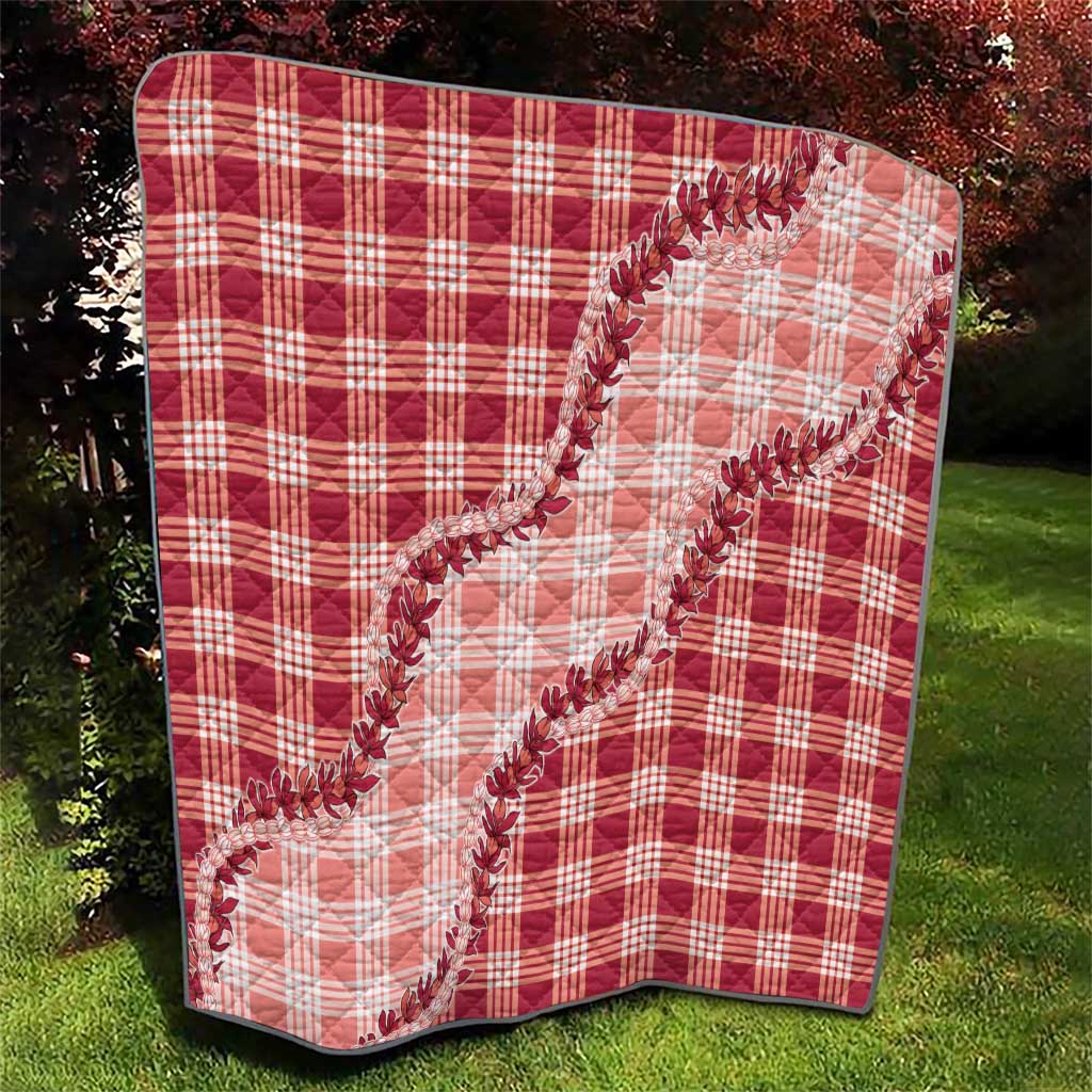 Red Hawaii Palaka Quilt Hawaiian Pikake Lei