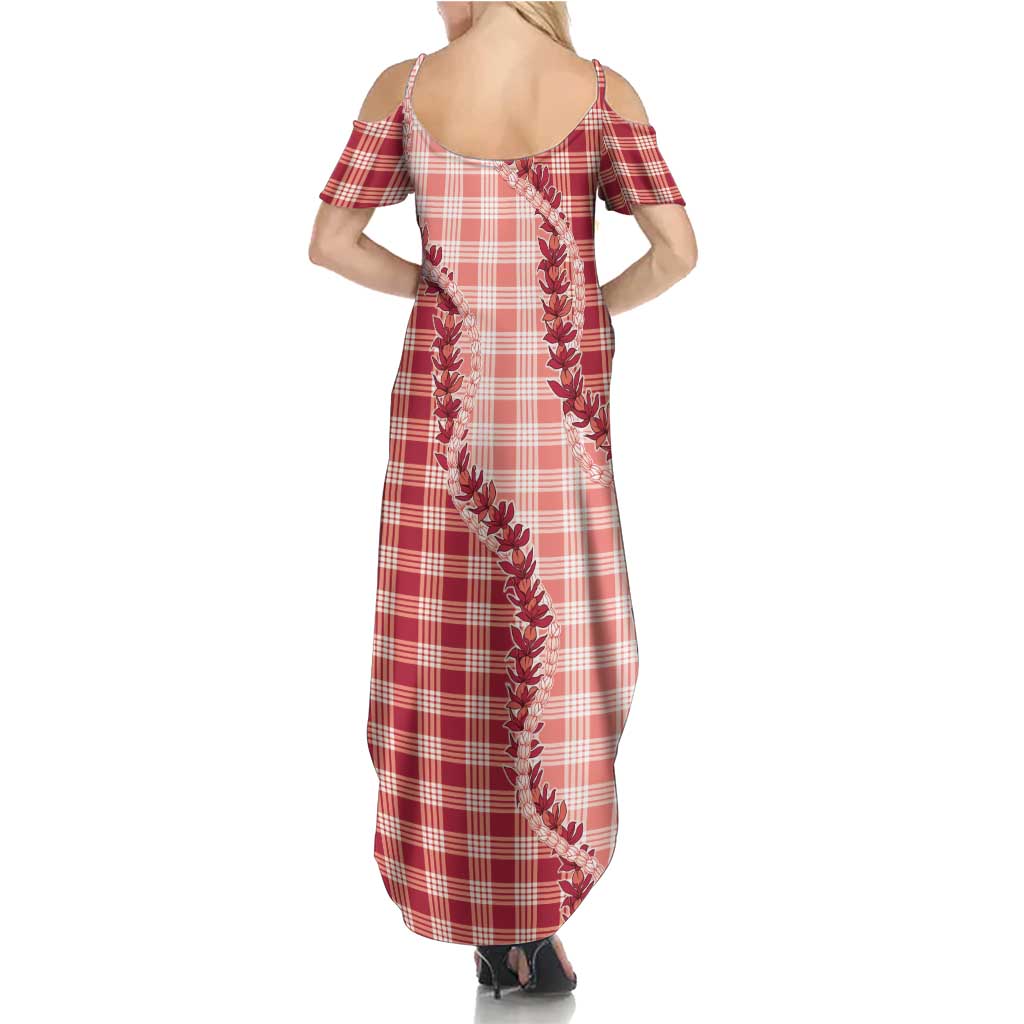 Red Hawaii Palaka Summer Maxi Dress Hawaiian Pikake Lei LT05 - Polynesian Pride