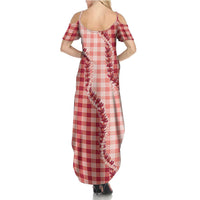 Red Hawaii Palaka Summer Maxi Dress Hawaiian Pikake Lei LT05 - Polynesian Pride