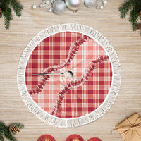 Red Hawaii Palaka Tree Skirt Hawaiian Pikake Lei