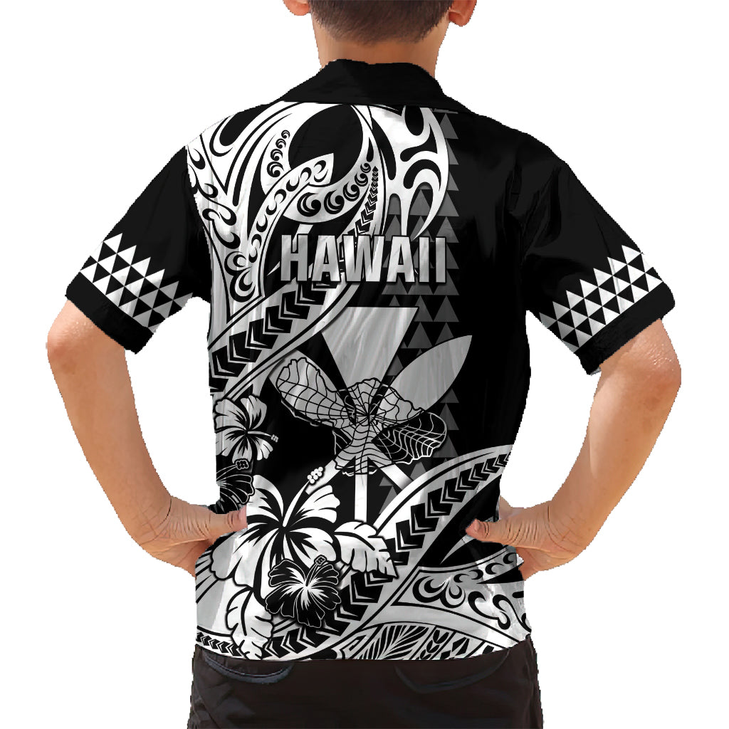 Hawaii Maui Upena Kiloi Family Matching Off Shoulder Maxi Dress and Hawaiian Shirt Kakau Tribal Pattern Black Version LT05 - Polynesian Pride