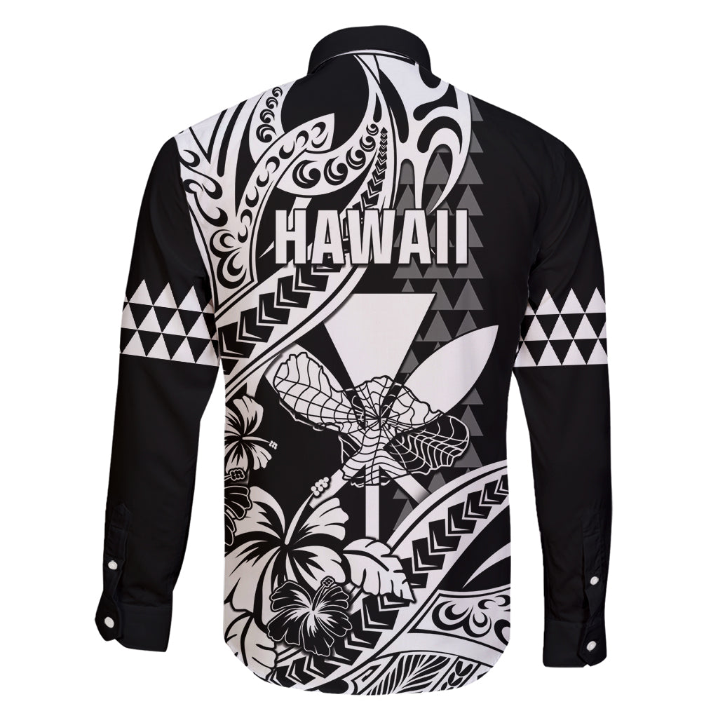 Hawaii Maui Upena Kiloi Family Matching Off Shoulder Maxi Dress and Hawaiian Shirt Kakau Tribal Pattern Black Version LT05 - Polynesian Pride