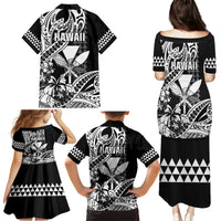Hawaii Maui Upena Kiloi Family Matching Puletasi and Hawaiian Shirt Kakau Tribal Pattern Black Version LT05 - Polynesian Pride