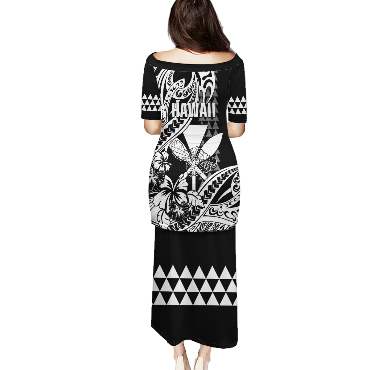 Hawaii Maui Upena Kiloi Family Matching Puletasi and Hawaiian Shirt Kakau Tribal Pattern Black Version LT05 - Polynesian Pride