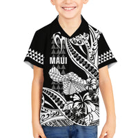 Hawaii Maui Upena Kiloi Family Matching Puletasi and Hawaiian Shirt Kakau Tribal Pattern Black Version LT05 Son's Shirt Black - Polynesian Pride