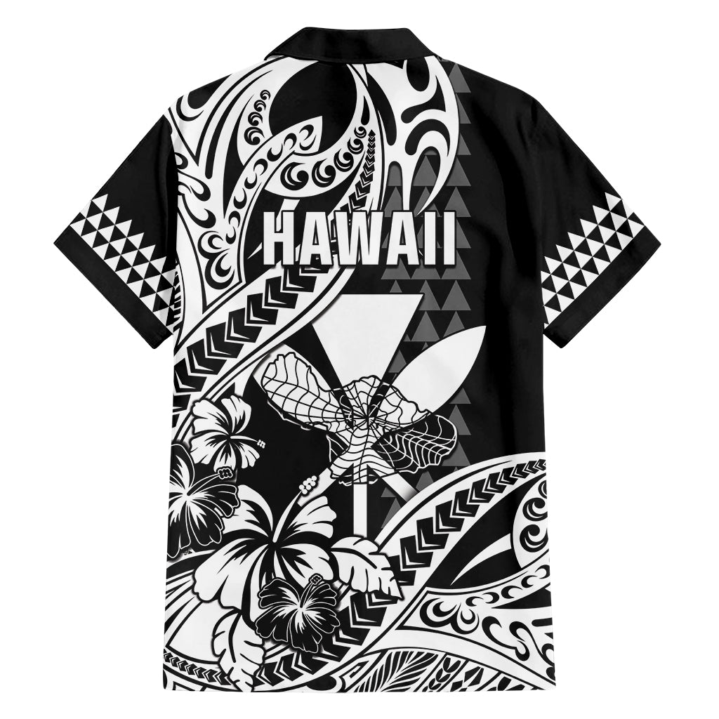 Hawaii Maui Upena Kiloi Family Matching Short Sleeve Bodycon Dress and Hawaiian Shirt Kakau Tribal Pattern Black Version