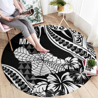 Maui Upena Kiloi Round Carpet Kakau Tribal Pattern Black Version LT05 - Polynesian Pride