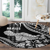 Maui Upena Kiloi Round Carpet Kakau Tribal Pattern Black Version LT05 - Polynesian Pride
