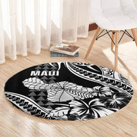 Maui Upena Kiloi Round Carpet Kakau Tribal Pattern Black Version LT05 - Polynesian Pride