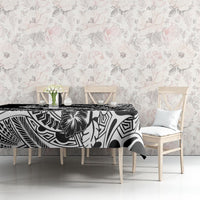 Hawaii Maui Upena Kiloi Tablecloth Kakau Tribal Pattern Black Version