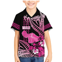 Hawaii Maui Upena Kiloi Family Matching Mermaid Dress and Hawaiian Shirt Kakau Tribal Pattern Pink Version LT05 Son's Shirt Pink - Polynesian Pride