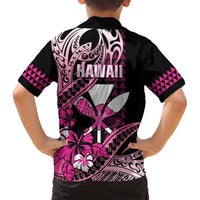 Hawaii Maui Upena Kiloi Family Matching Off Shoulder Maxi Dress and Hawaiian Shirt Kakau Tribal Pattern Pink Version LT05 - Polynesian Pride