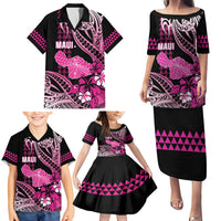 Hawaii Maui Upena Kiloi Family Matching Puletasi and Hawaiian Shirt Kakau Tribal Pattern Pink Version LT05 - Polynesian Pride
