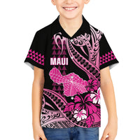 Hawaii Maui Upena Kiloi Family Matching Puletasi and Hawaiian Shirt Kakau Tribal Pattern Pink Version LT05 Son's Shirt Pink - Polynesian Pride