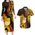 Personalised Kiribati Independence Day Couples Matching Long Sleeve Bodycon Dress and Hawaiian Shirt 46th Anniversary