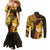 Personalised Kiribati Independence Day Couples Matching Mermaid Dress and Long Sleeve Button Shirt 46th Anniversary