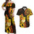 Personalised Kiribati Independence Day Couples Matching Off Shoulder Maxi Dress and Hawaiian Shirt 46th Anniversary
