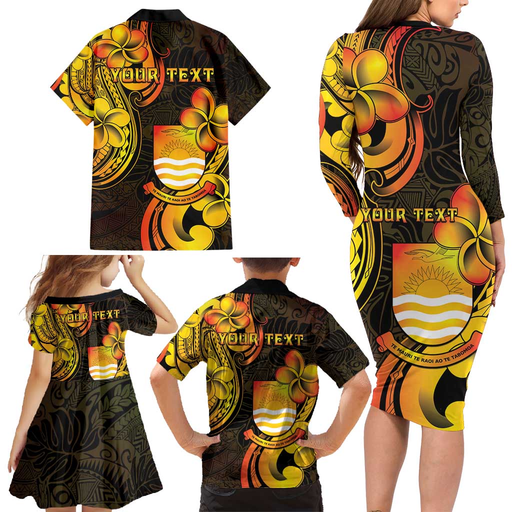 Personalised Kiribati Independence Day Family Matching Long Sleeve Bodycon Dress and Hawaiian Shirt 46th Anniversary LT05 - Polynesian Pride