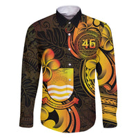 Personalised Kiribati Independence Day Family Matching Long Sleeve Bodycon Dress and Hawaiian Shirt 46th Anniversary LT05 Dad's Shirt - Long Sleeve Yellow - Polynesian Pride