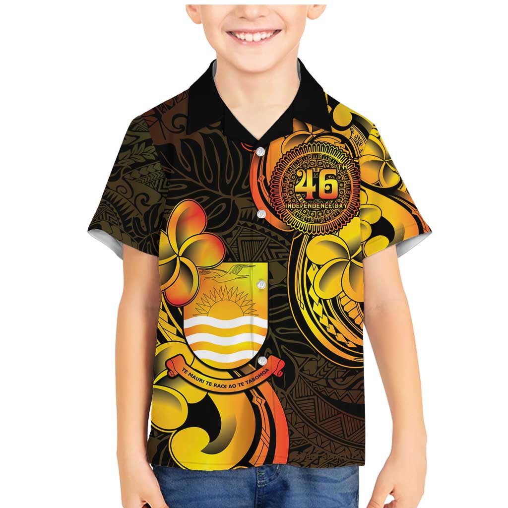Personalised Kiribati Independence Day Family Matching Mermaid Dress and Hawaiian Shirt 46th Anniversary LT05 Son's Shirt Yellow - Polynesian Pride