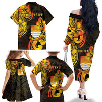 Personalised Kiribati Independence Day Family Matching Off The Shoulder Long Sleeve Dress and Hawaiian Shirt 46th Anniversary LT05 - Polynesian Pride