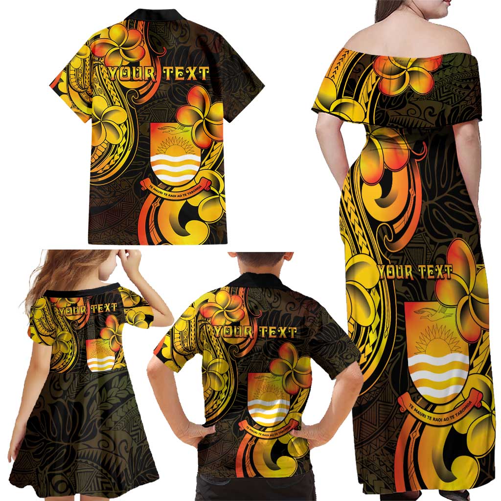 Personalised Kiribati Independence Day Family Matching Off Shoulder Maxi Dress and Hawaiian Shirt 46th Anniversary LT05 - Polynesian Pride