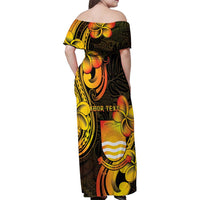 Personalised Kiribati Independence Day Family Matching Off Shoulder Maxi Dress and Hawaiian Shirt 46th Anniversary LT05 - Polynesian Pride