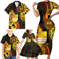 Personalised Kiribati Independence Day Family Matching Short Sleeve Bodycon Dress and Hawaiian Shirt 46th Anniversary LT05 - Polynesian Pride