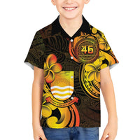 Personalised Kiribati Independence Day Family Matching Short Sleeve Bodycon Dress and Hawaiian Shirt 46th Anniversary LT05 Son's Shirt Yellow - Polynesian Pride