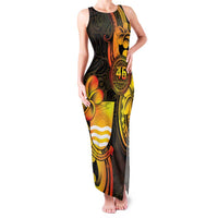 Personalised Kiribati Independence Day Family Matching Tank Maxi Dress and Hawaiian Shirt 46th Anniversary LT05 Mom's Dress Yellow - Polynesian Pride